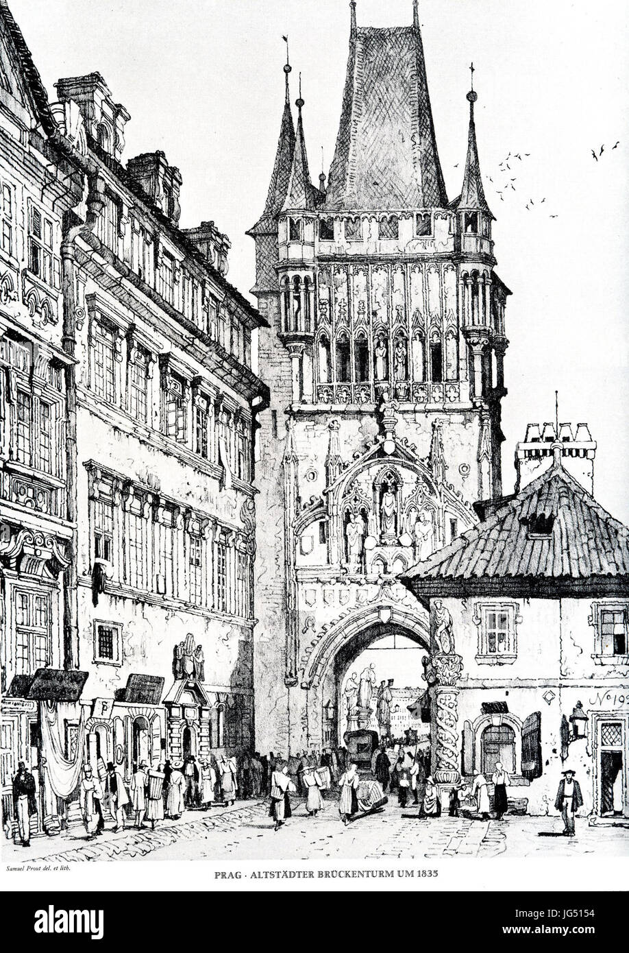 Prag Altstädter Brückenturm 1835 Stock Photo