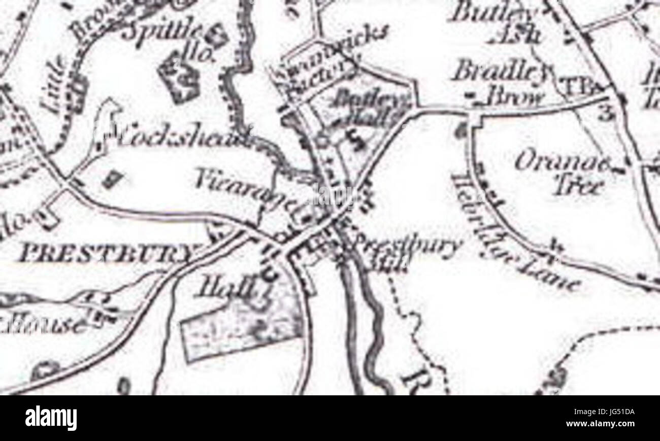 Map Of Cheshire Villages Prestbury In Cheshire 28Bryant Map 183129 Stock Photo - Alamy