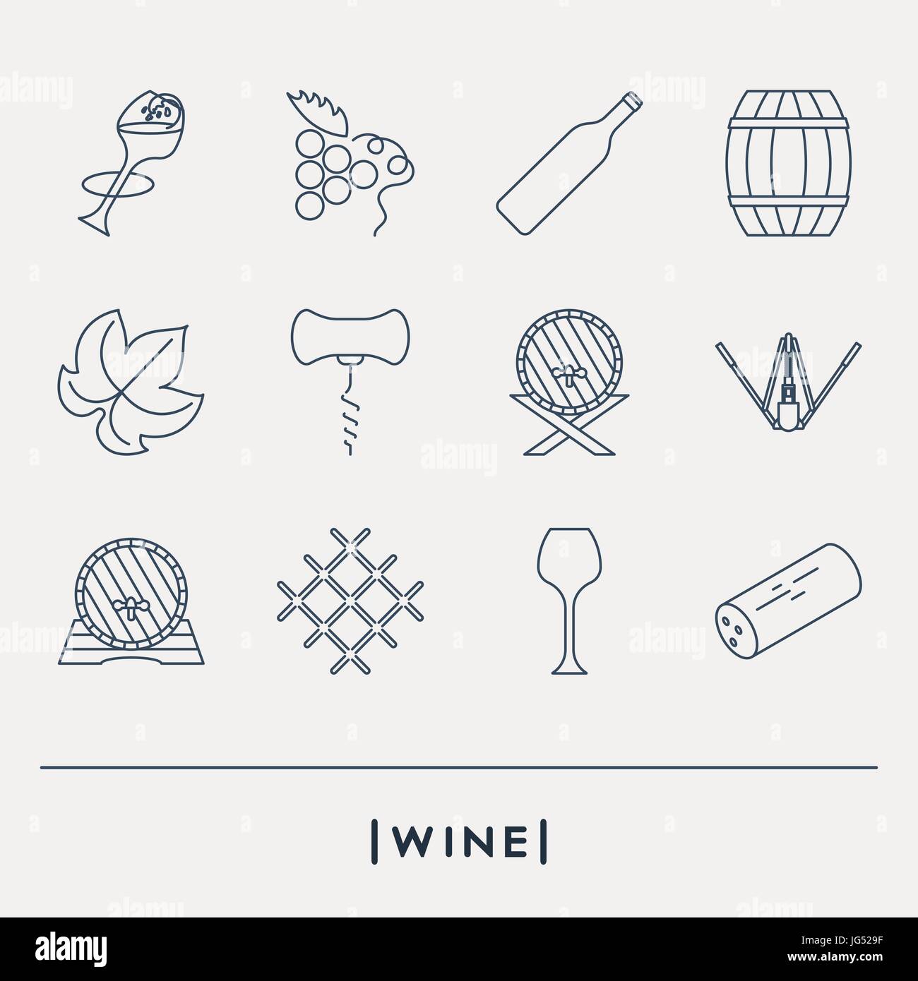 Collection of outline wine icons Stock Vector Image & Art - Alamy