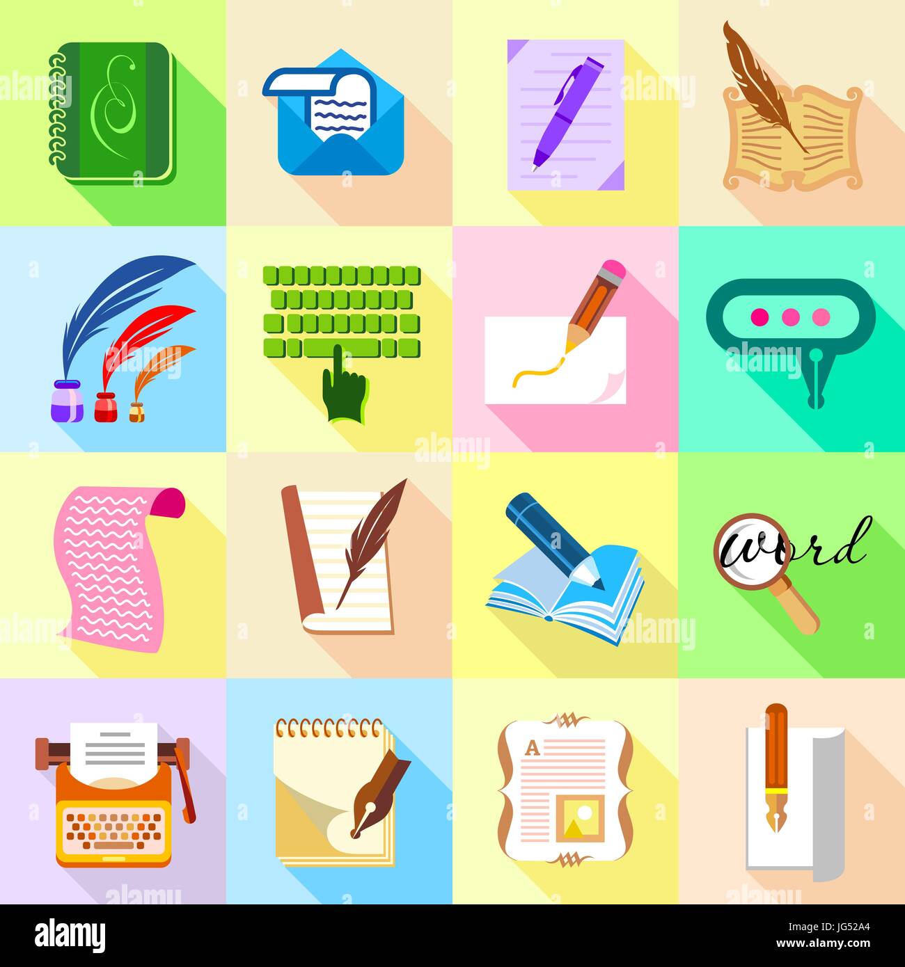 Write letter icons set, flat style Stock Vector Image & Art - Alamy