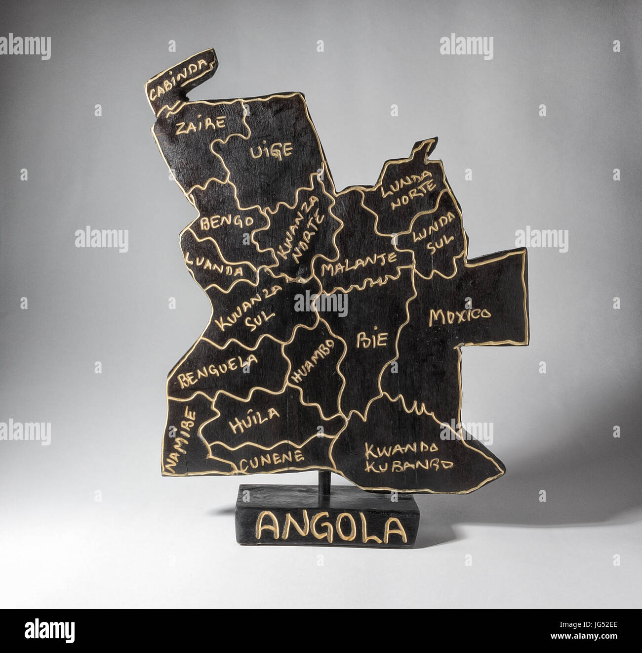 Wooden sculpture of Angola map, isolated on white background Stock ...
