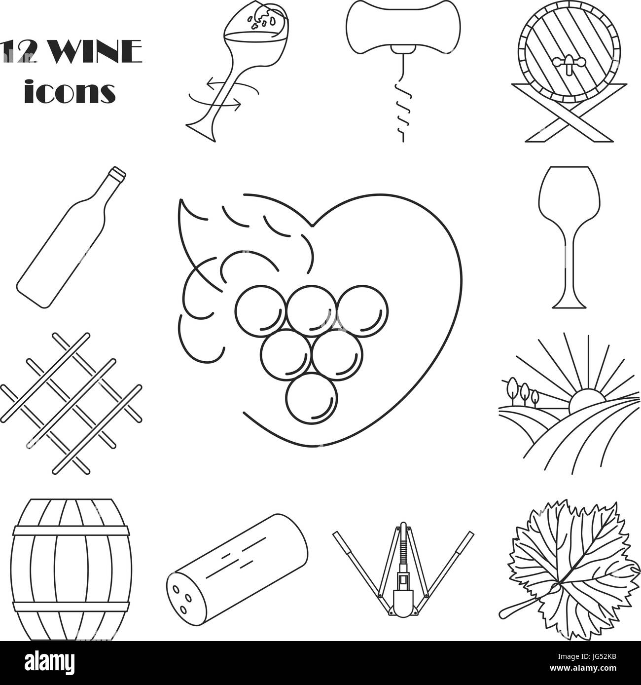 Collection of wine icons Stock Vector Image & Art - Alamy