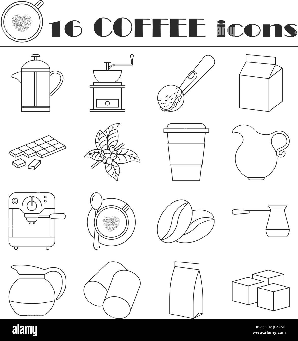 Collection of thin line coffee icons Stock Vector Image & Art - Alamy