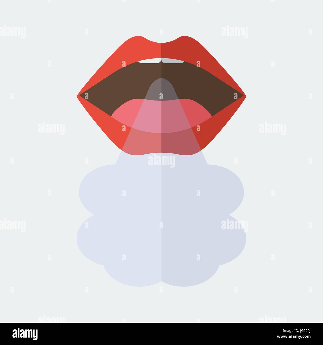 Breath. Open mouth with steam Stock Vector