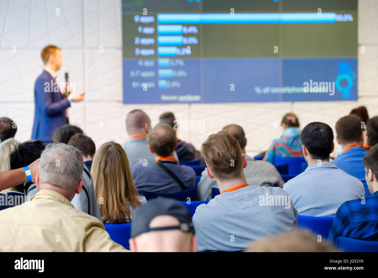 Audience listens to the lecturer Stock Photo - Alamy
