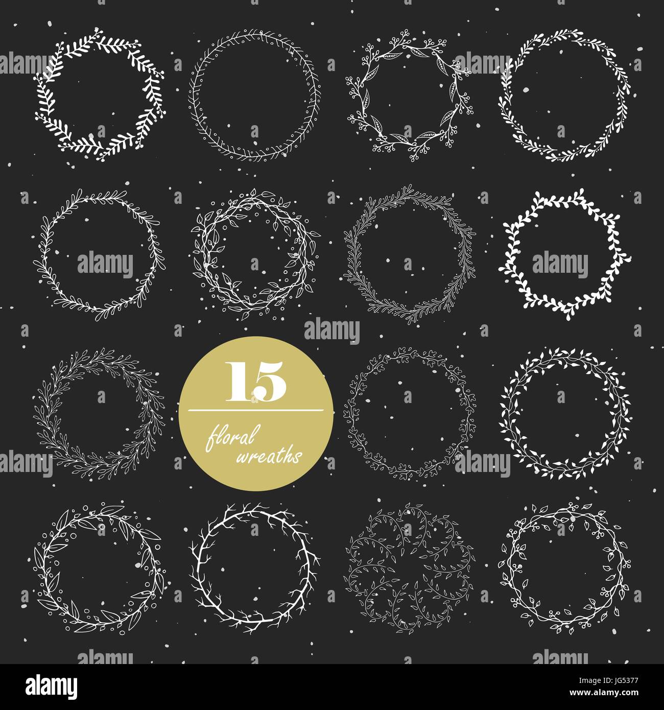 Collection of hand drawn floral wreaths Stock Vector Image & Art - Alamy