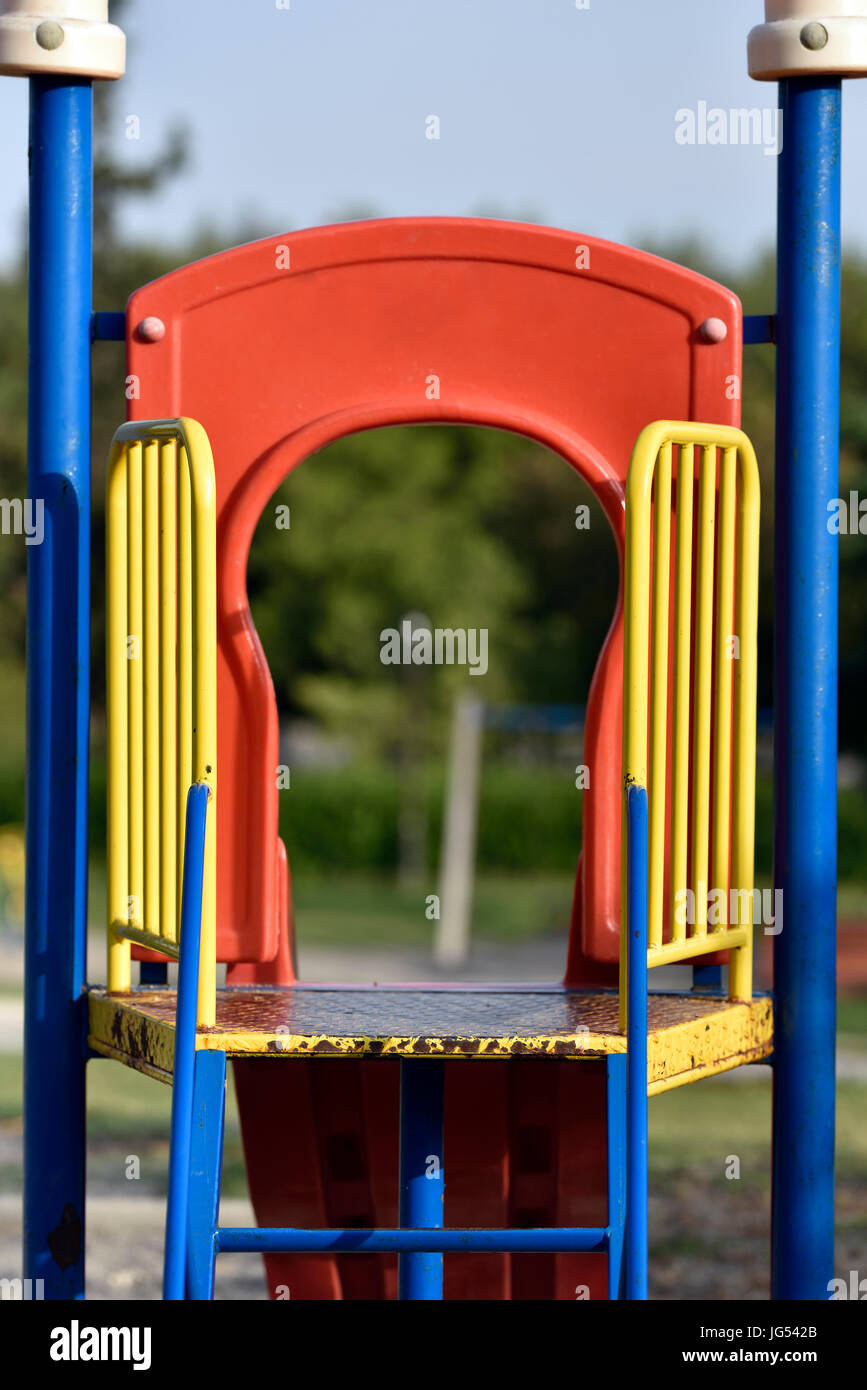 Slide in children playground in Athens, Greece Stock Photo