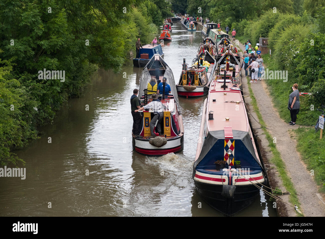 Historic narrowboat rally at Braunston Marina, Braunston, Northamptonshire Stock Photo