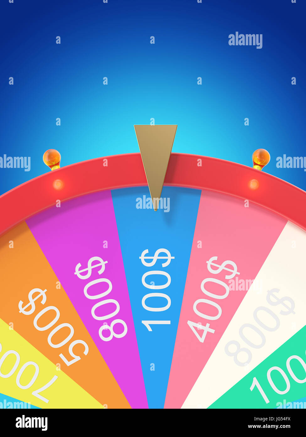 Realistic spinning fortune wheel, lucky roulette. Colorful wheel of luck or fortune. Wheel