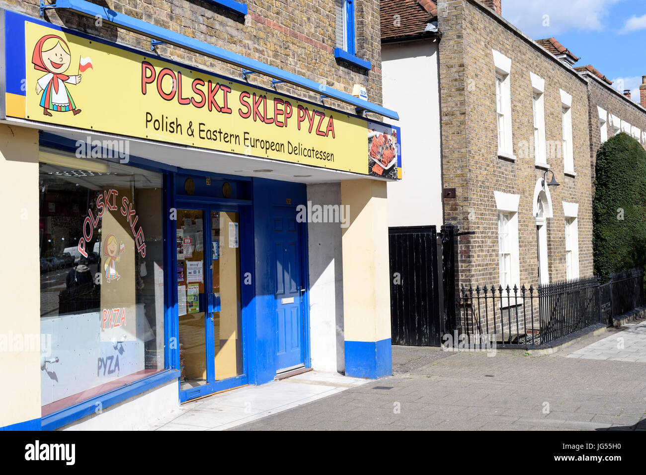 Traditional Polish Deli on a high street in Witham Essex England serving food for people from Poland and Eastern Europe Stock Photo