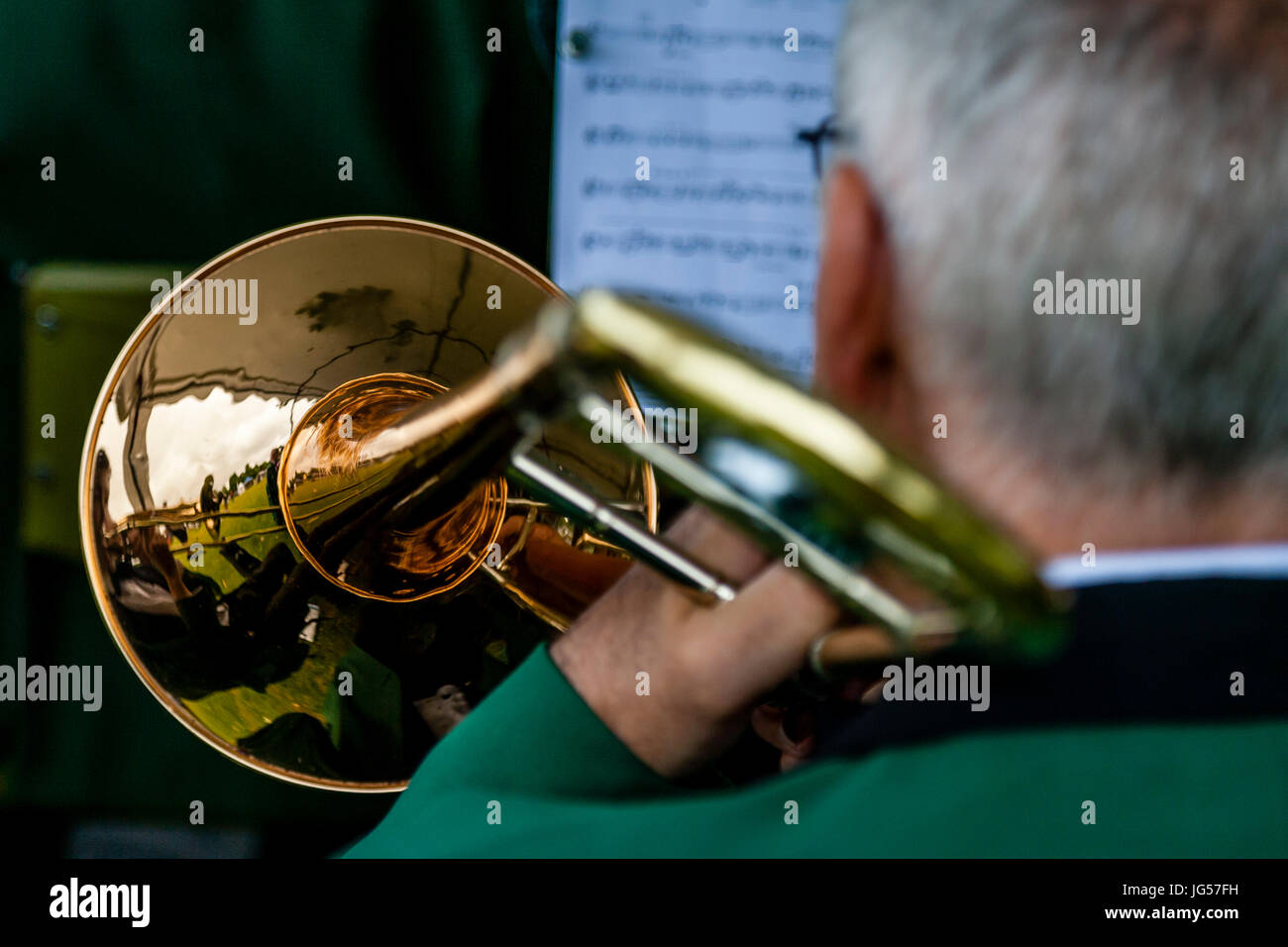 Wealden Brass Band Perform At The Nutley Village Fete, Nutley, East Sussex, UK Stock Photo