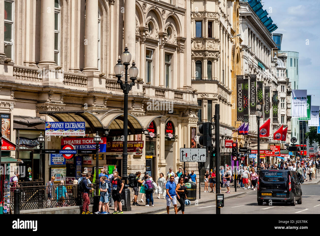 Looking Down Coventry Street From Piccadilly Circus, London, UK Stock
