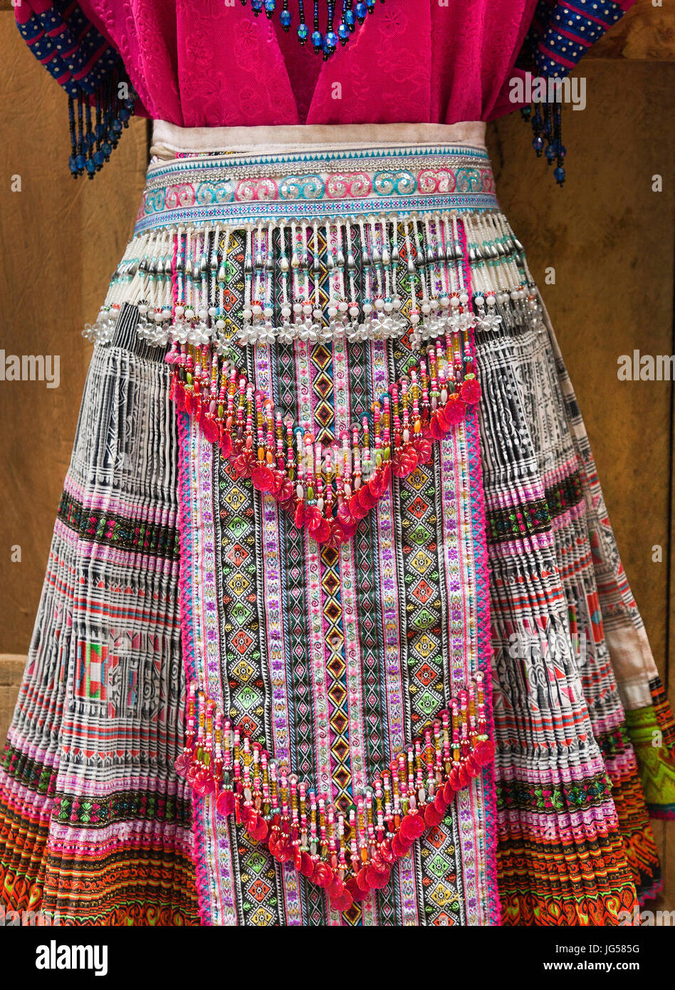 Hilltribe traditional attire, Cat Cat village at Sapa in Lao Cai, Vietnam Stock Photo