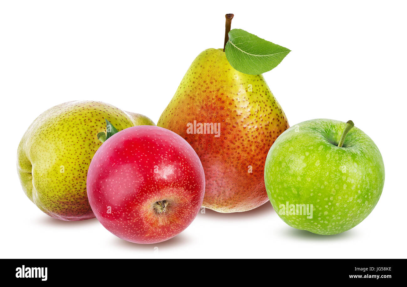 apples  and pear isolated on white background Stock Photo