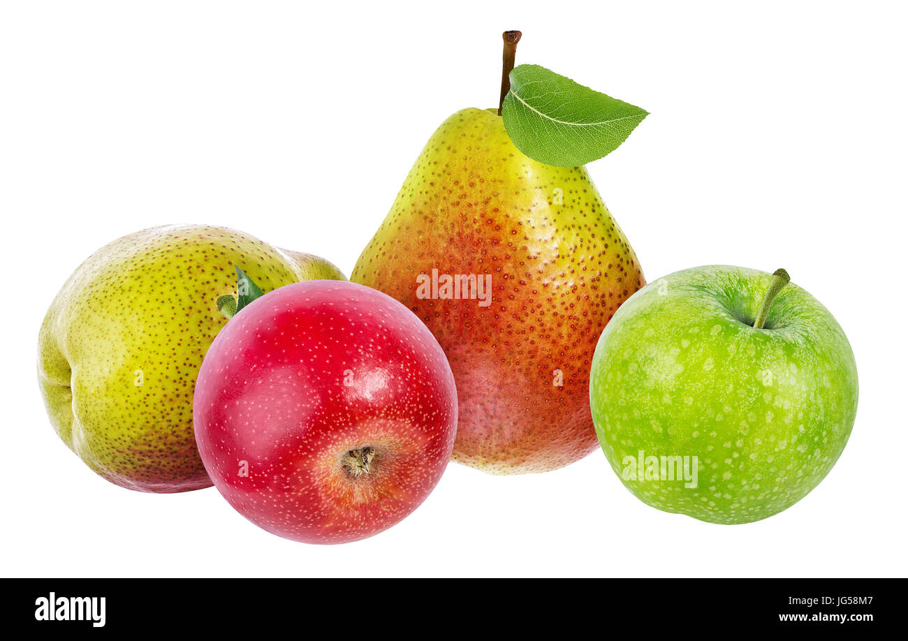 apples  and pear isolated on white background Stock Photo