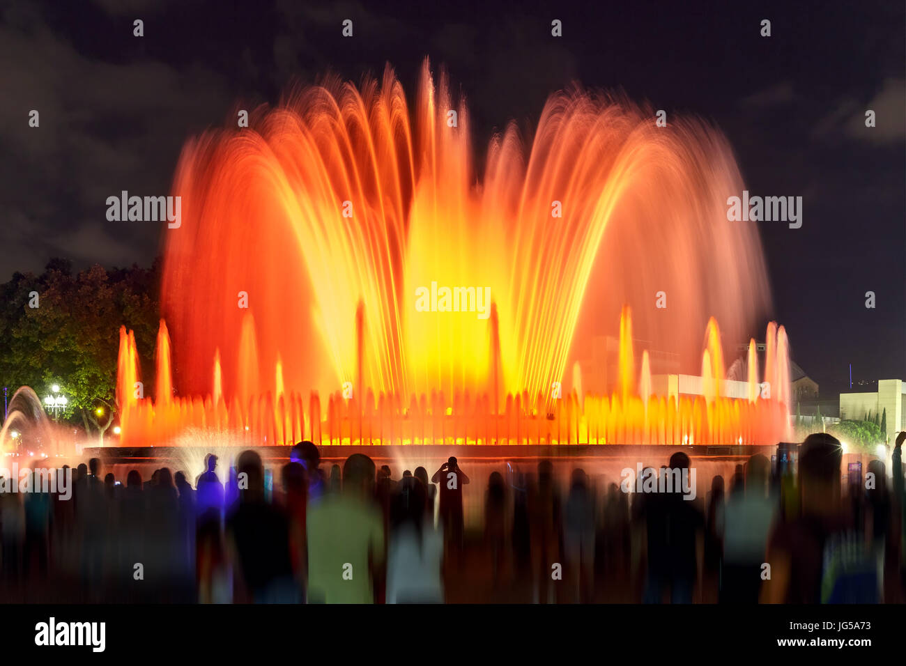Light show and fountains, Placa Espanya, Barcelona Stock Photo