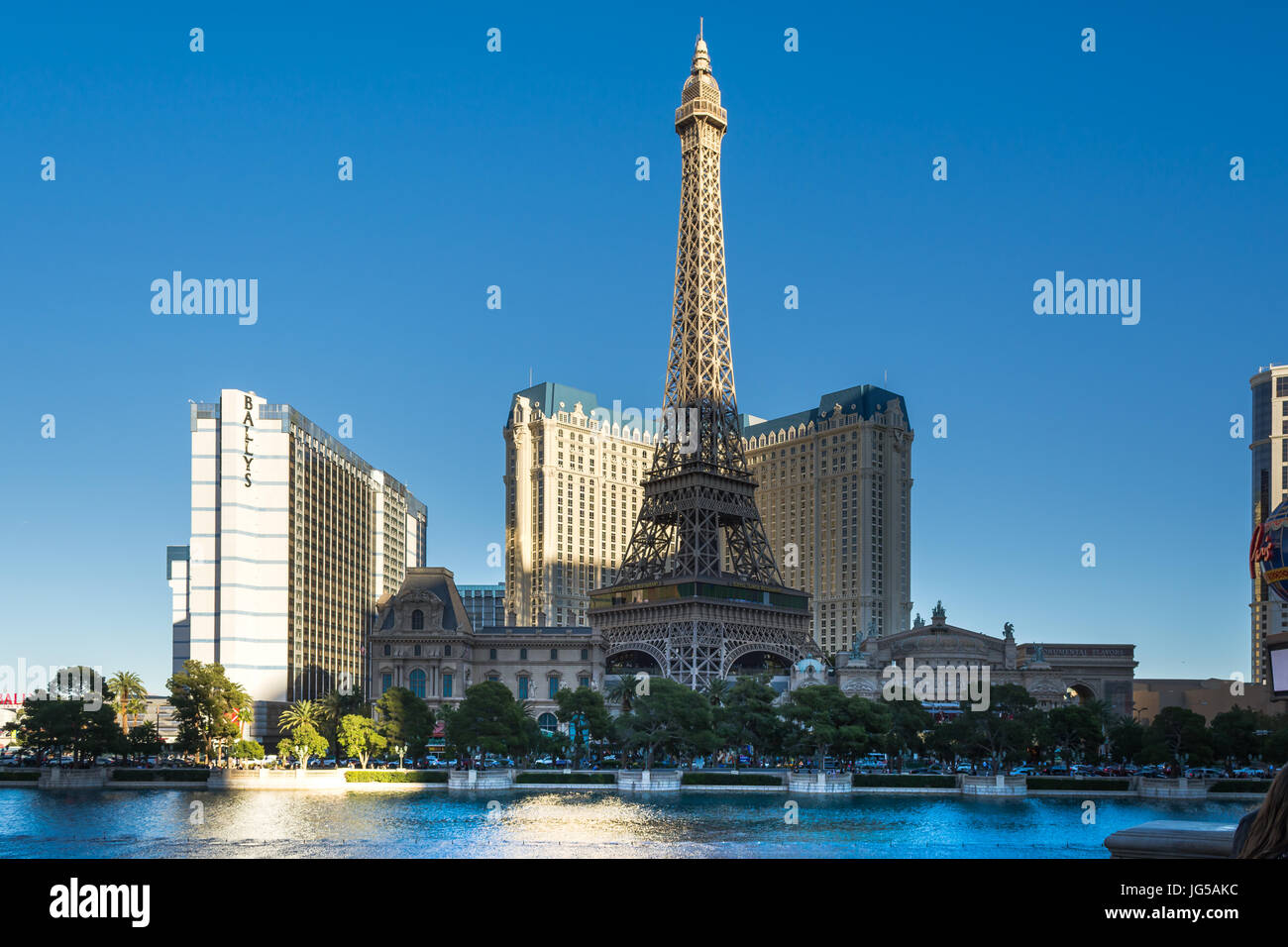 The view from the Eiffel Tower Restaurant at the Paris Hotel and Casino of  the Bellagio on the other s…