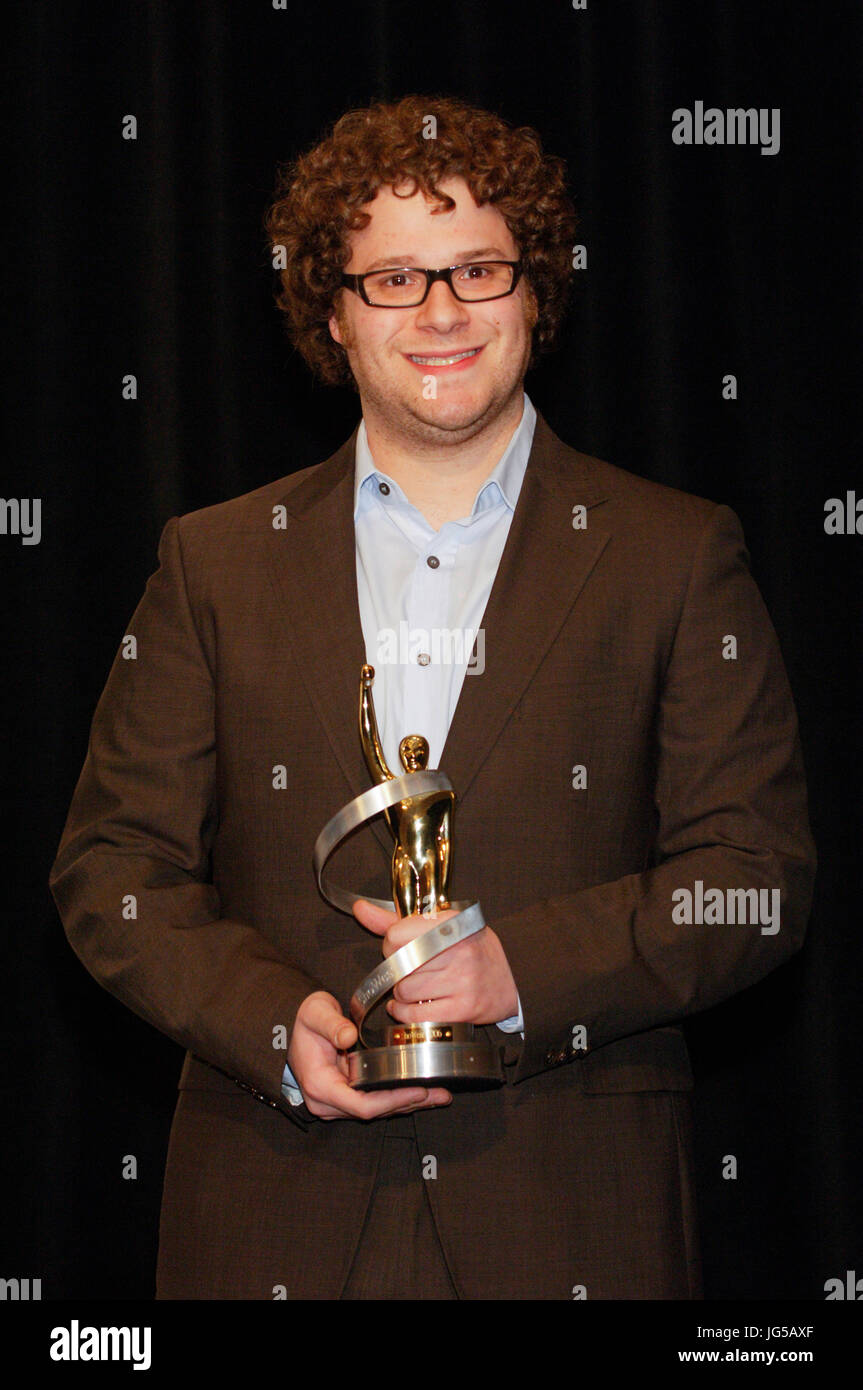 Seth Rogen arrives ShoWest awards ceremony held Paris Las Vegas during ShoWest,official convention National Association Theatre Owners,March 13,2008 Las Vegas,Nevada. Stock Photo