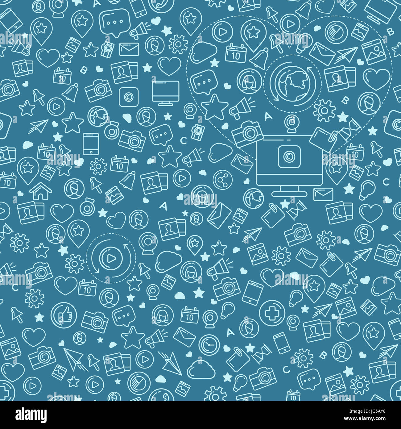 Social Media Blue Seamless Pattern Stock Photo - Alamy