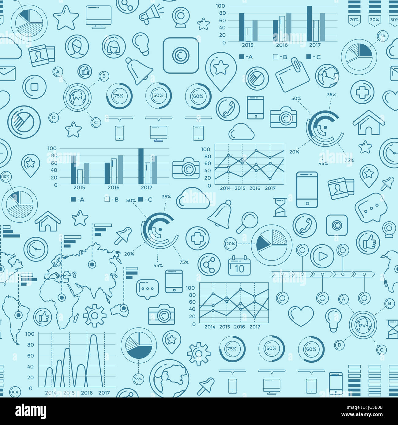 Social Media Blue Seamless Pattern Stock Photo - Alamy