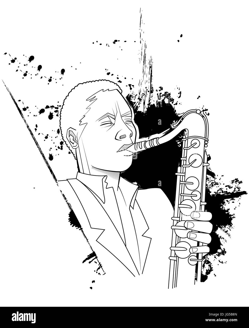 Vector illustration of a saxophonist on a grunge background Stock
