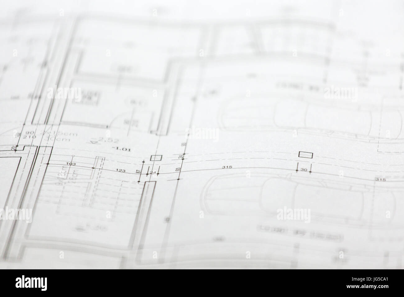 Close up of architectural sketches of a new house Stock Photo