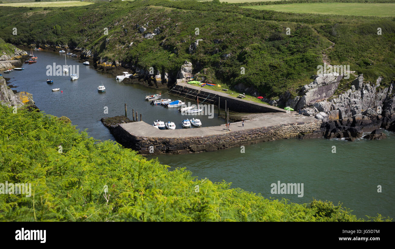 A view from the Pembrokeshire Coast Path, above Porthclais Harbour, St. David's, Wales, UK Stock Photo
