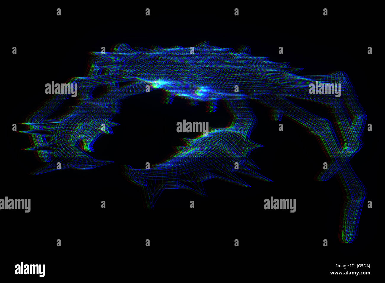 Cancer Crab in Hologram Wireframe Style. Nice 3D Rendering Stock Photo ...