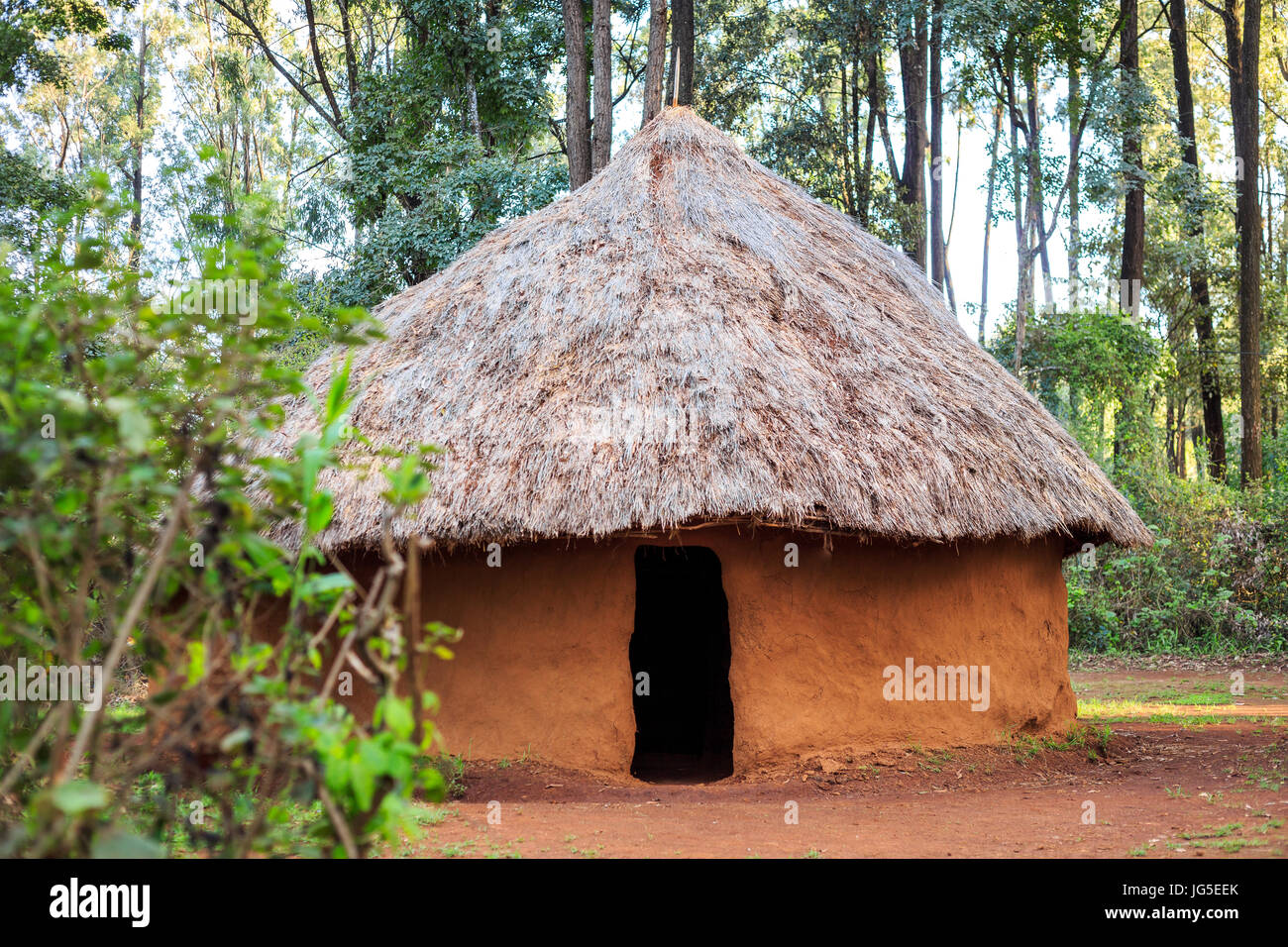 Traditional, tribal hut of Kenyan people, Nairobi, East Africa Stock