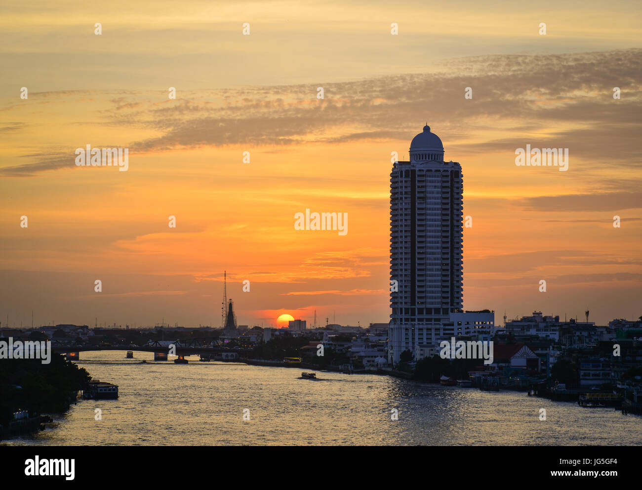 Bangkok, Thailand - Jun 16, 2017. Landscape of Chao Phraya River at ...