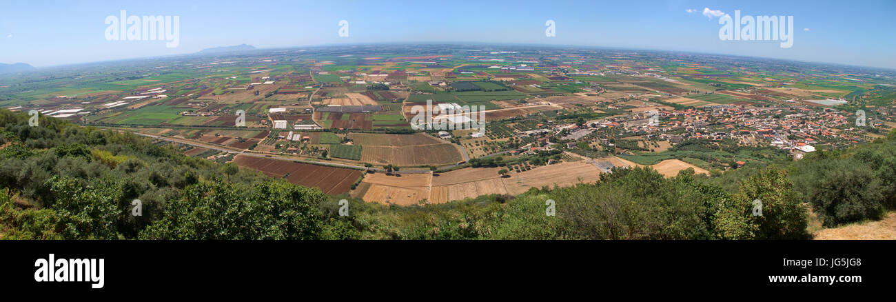 The Pontine Plain, or the Agro Pontino in Italian, is an approximately quadrangular area of former marshland in the Lazio Region of central Italy Stock Photo