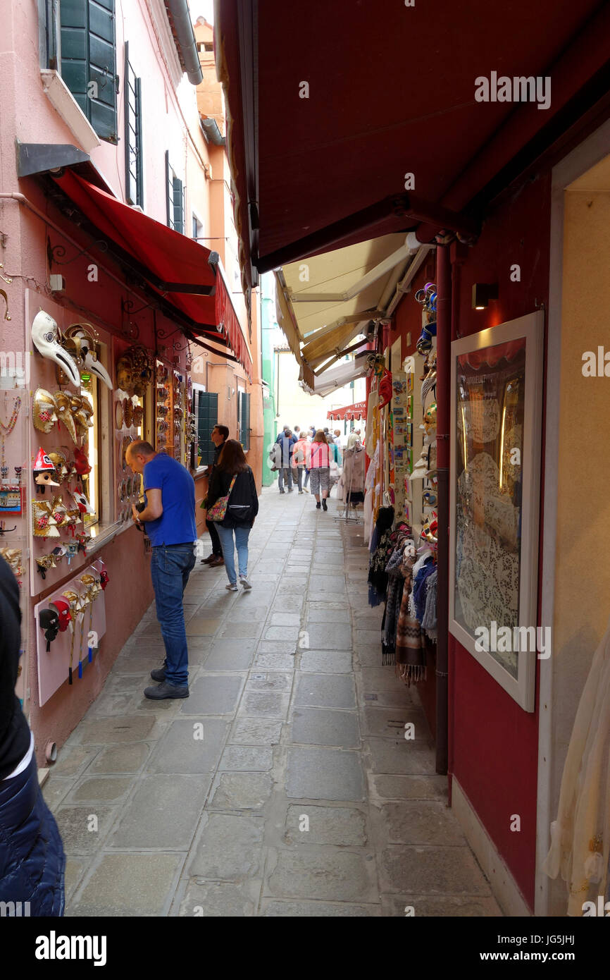 Tourists shopping in Burano, Venice, Italy Stock Photo Alamy