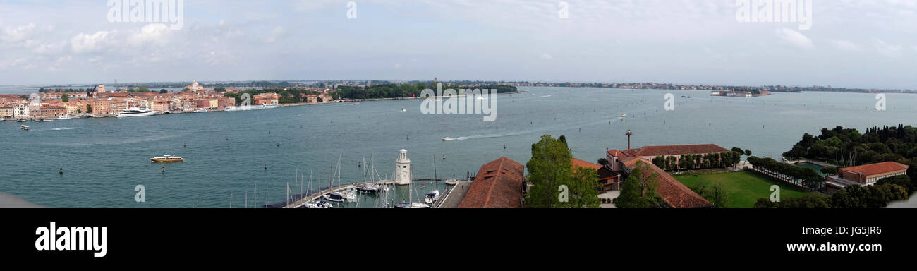 Panoramic view of Venice from San Giorgio Maggiore Island, looking east to San Servolo Stock Photo