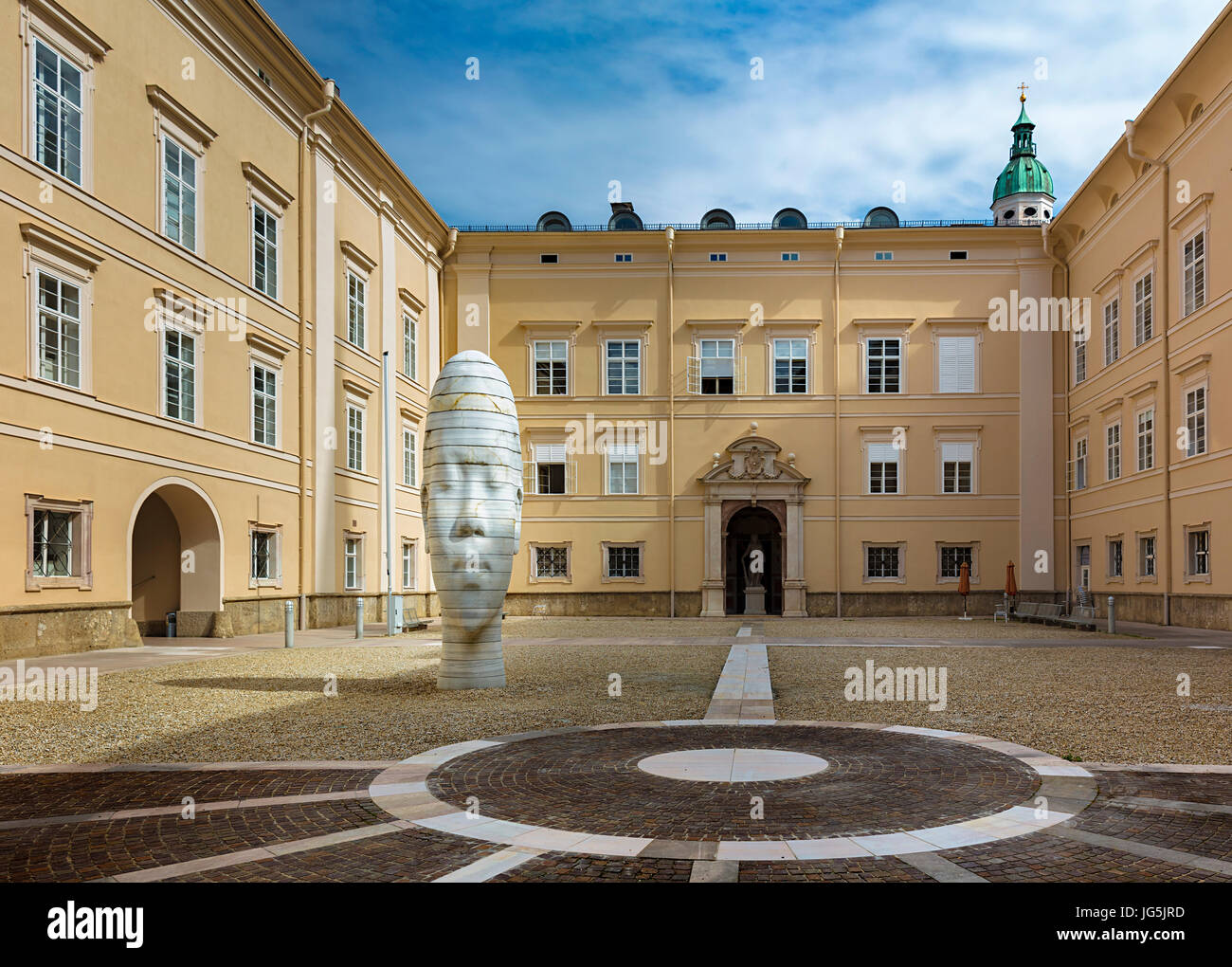 Marble sculpture Awilda, artist Jaume Plensa, courtyard of the university, Salzburg, Austria Stock Photo