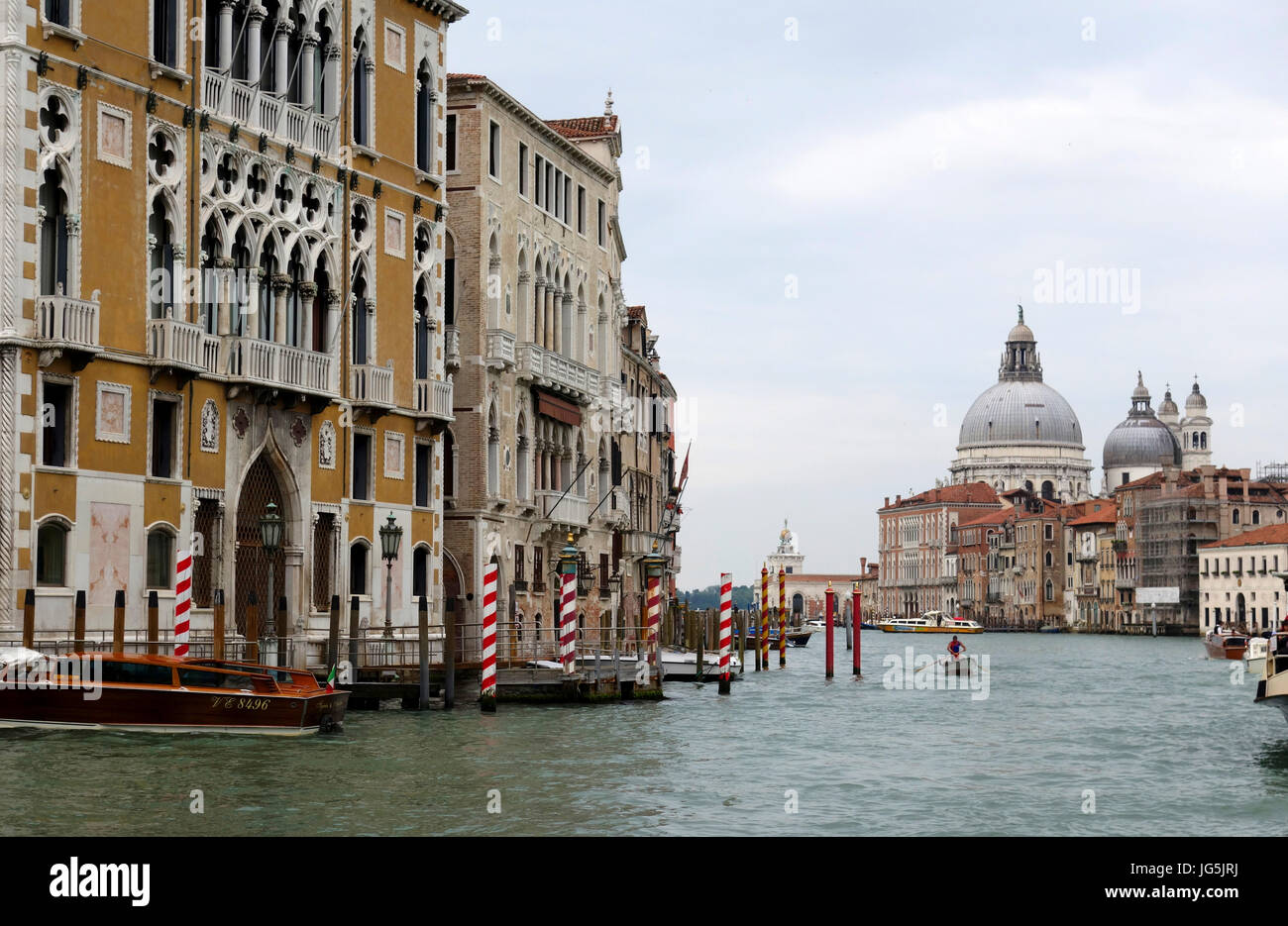 Street scene on the Grand Canal on an overcast day, Venice, Italy Stock Photo