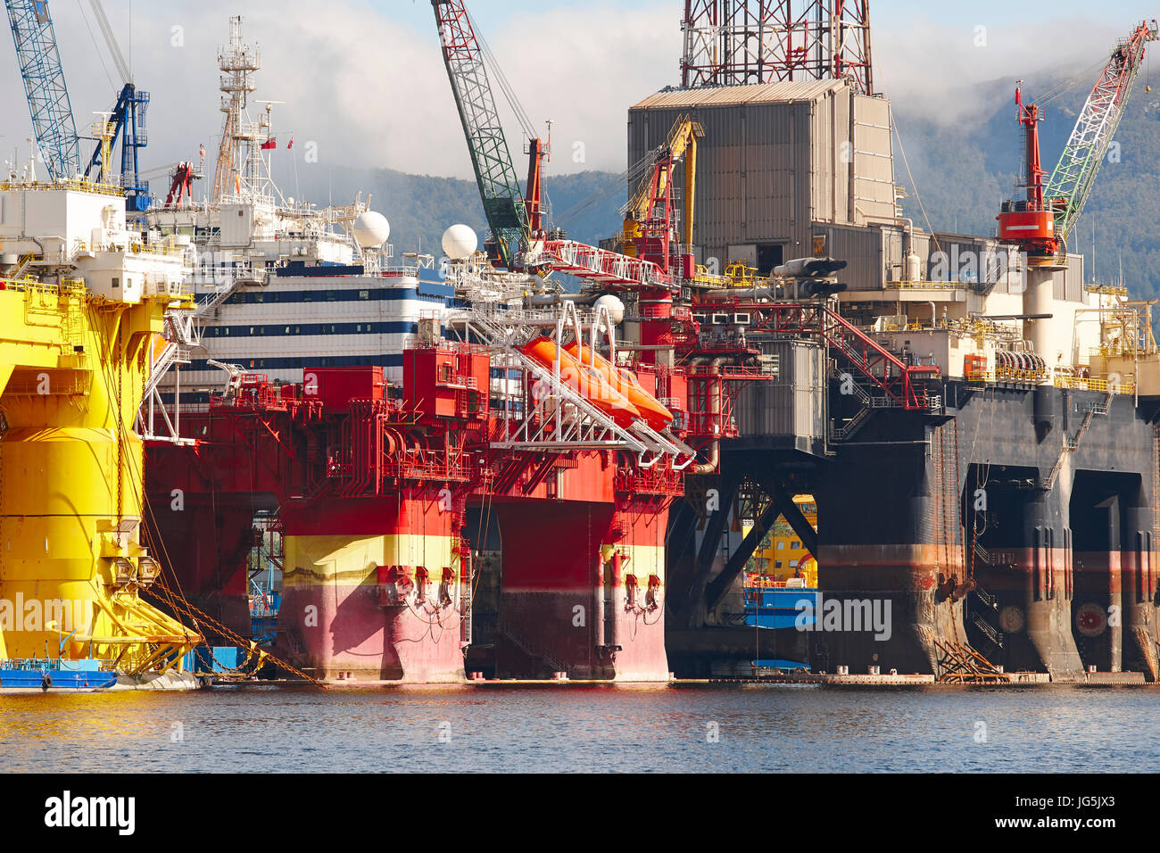 Oil and gas platform in Norway. Energy industry. Petroleum exploration