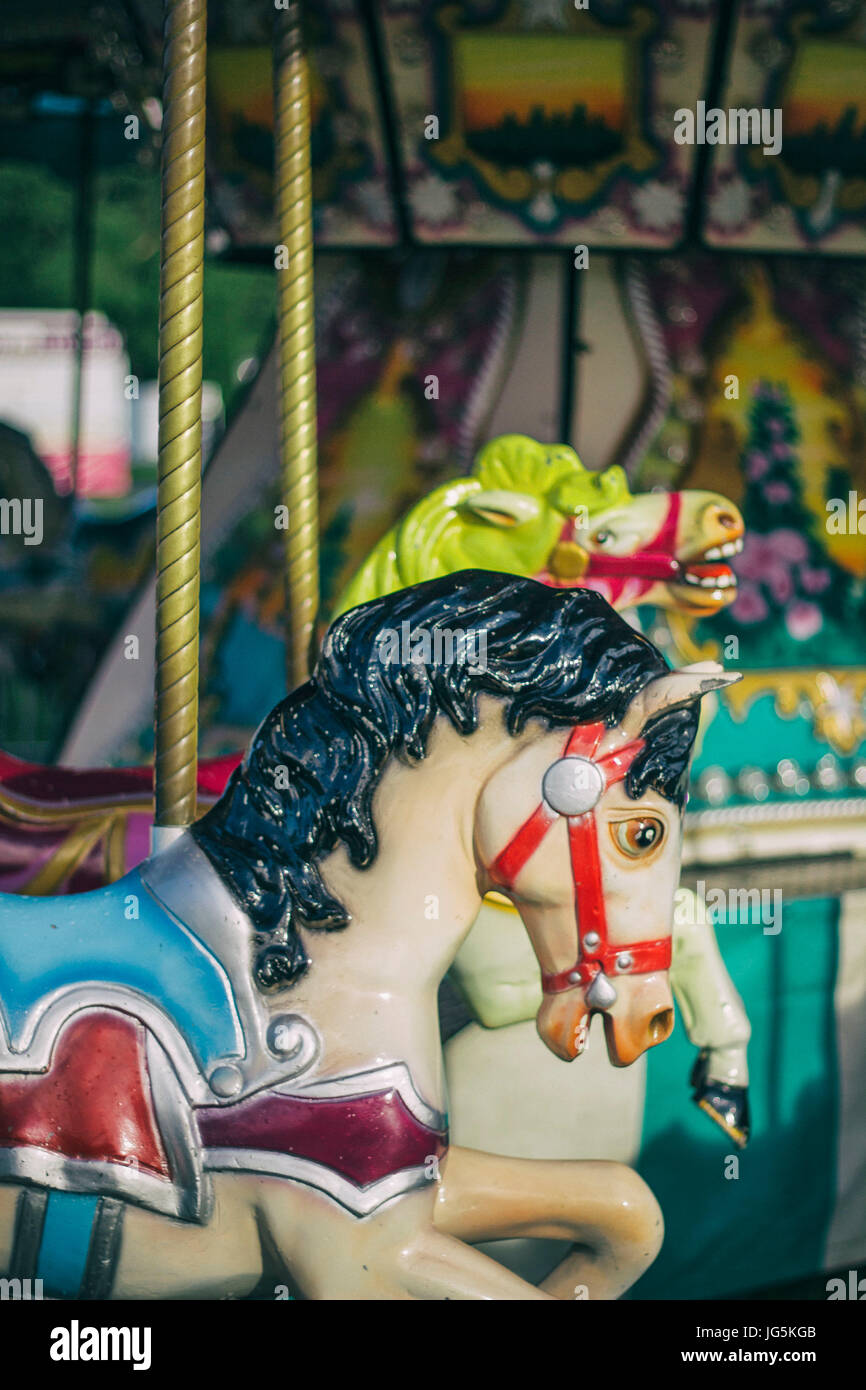 Carousel Horses in the Morning Stock Photo