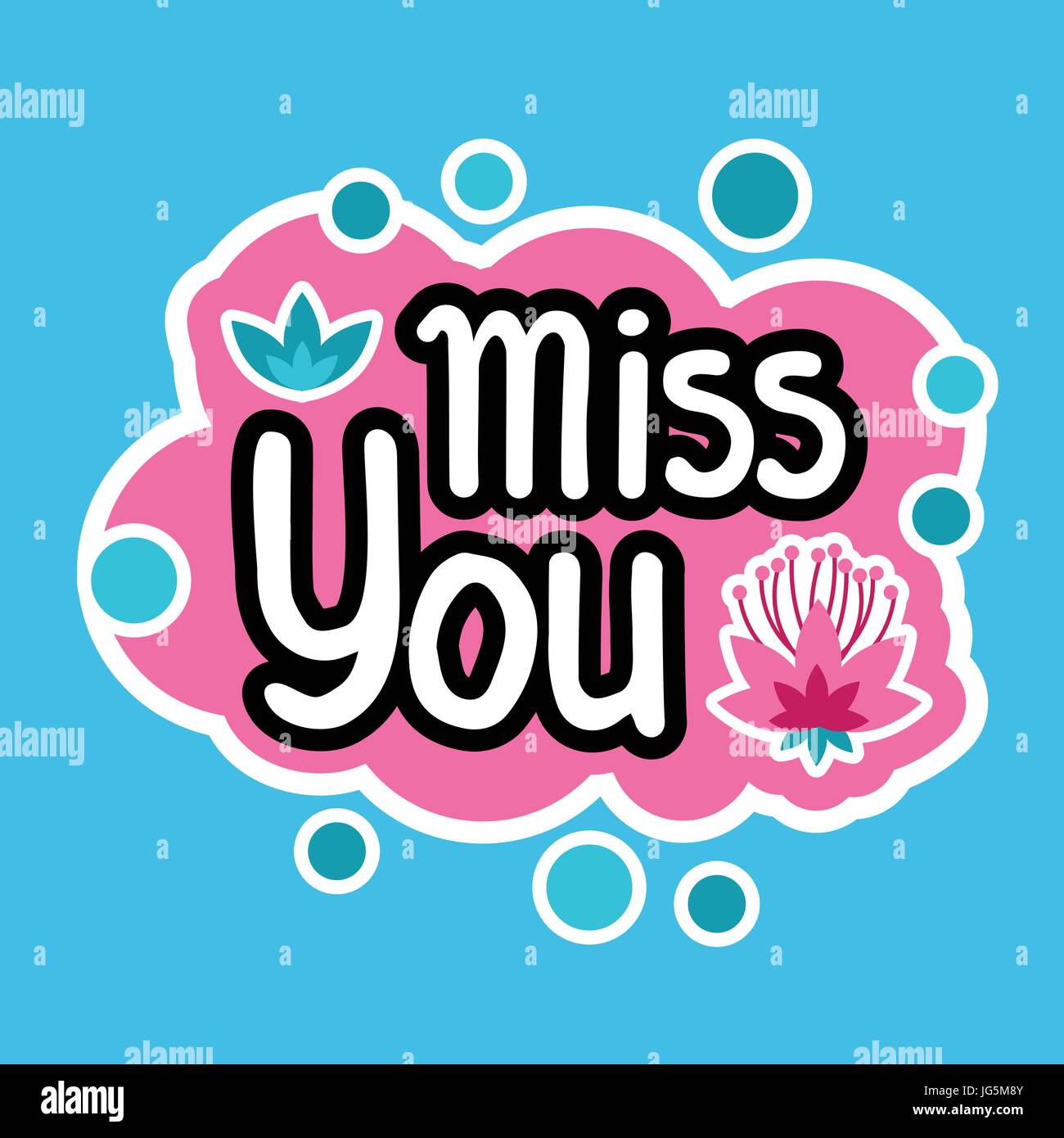 Miss You Sticker Social Media Network Message Badges Design Stock