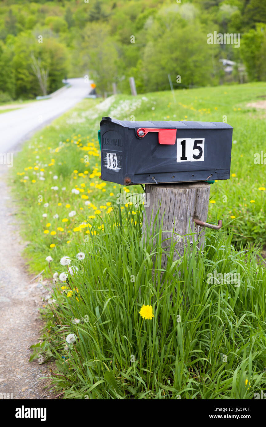 Rural mailbox on country road Stock Photo Alamy