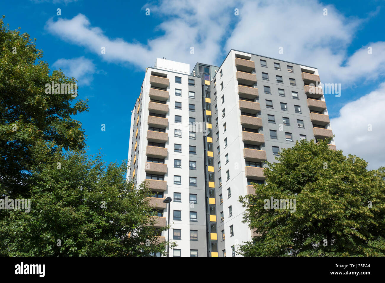 High Rise Tower Block of Flats in Manchester Stock Photo