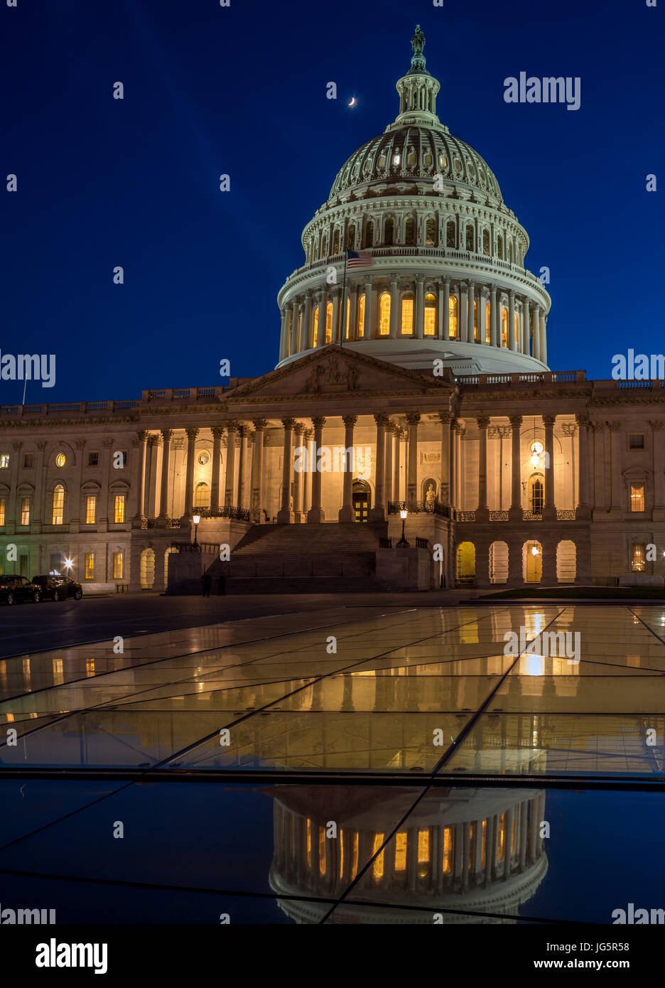 Long Exposure Picture of the US Capitol Building Stock Photo