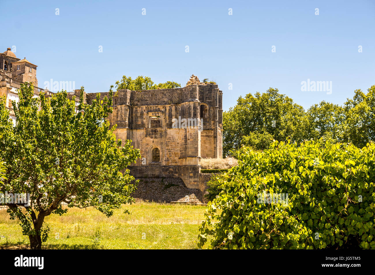 Ancient 600 year old castle in Tomar, Portugal on a very sunny day 2017 Stock Photo