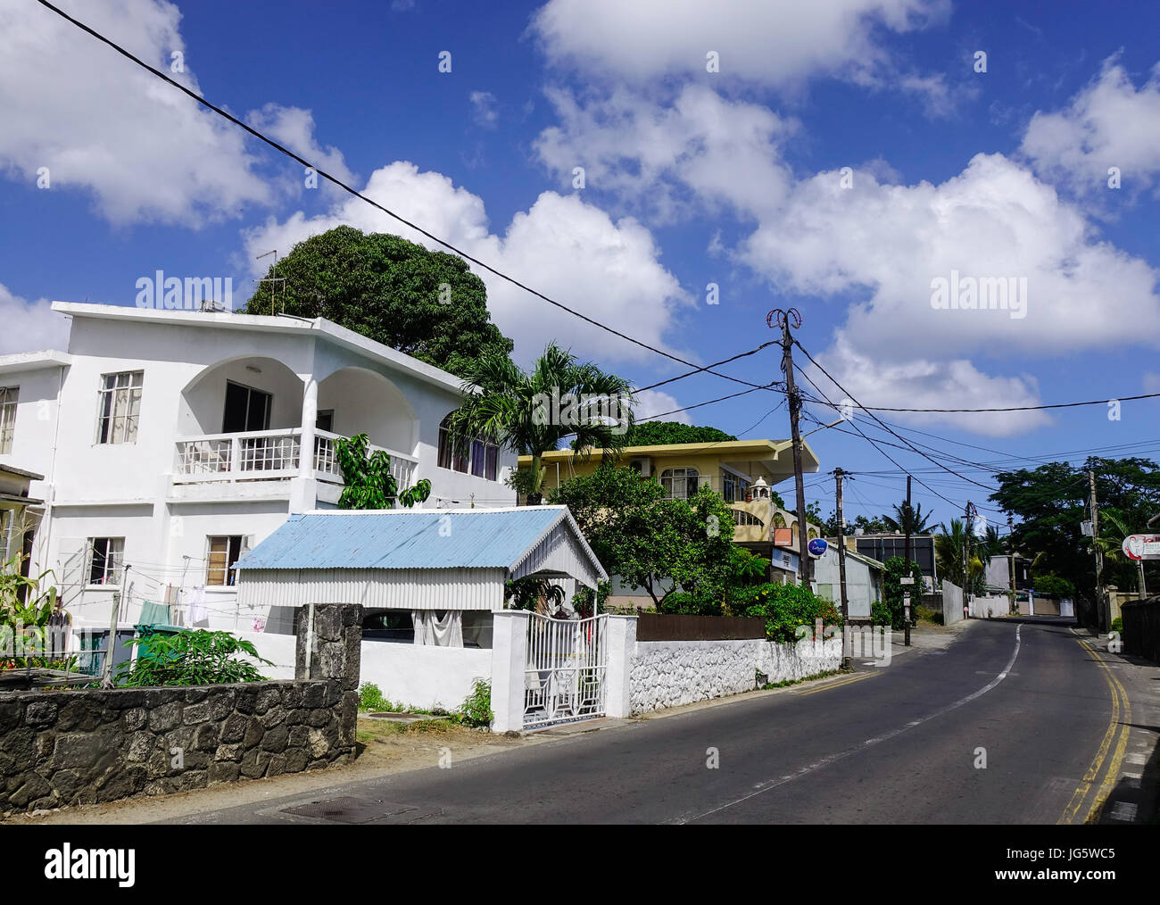 Grand Baie, Mauritius Jan 11, 2017. Houses in Grand Baie, Mauritius
