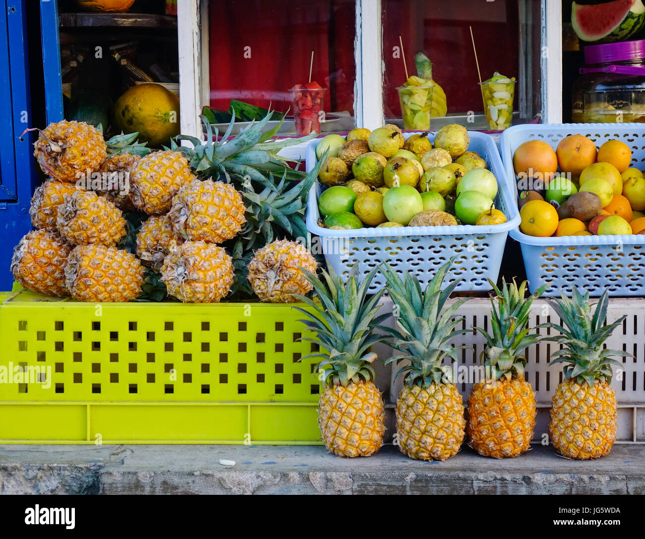 Fruit store at the township of Grand Baie in Mauritius Stock Photo Alamy