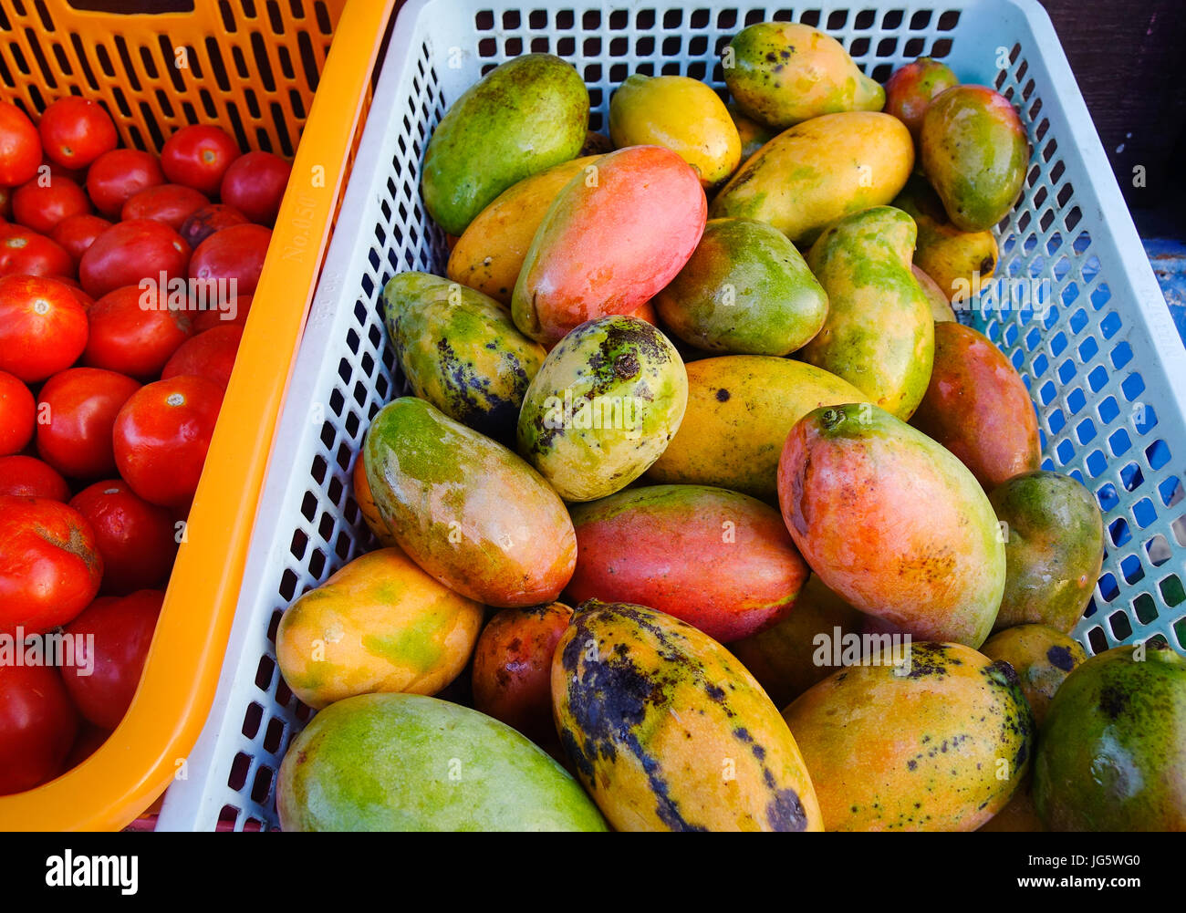 Mangoes for sale at the fruit store at township in a African city Stock