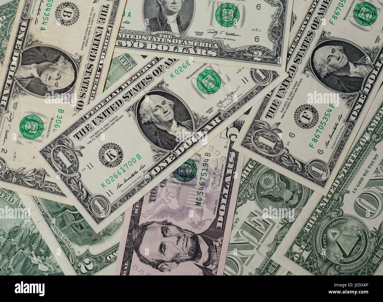American banknotes scattered on the table. Closed up Stock Photo - Alamy