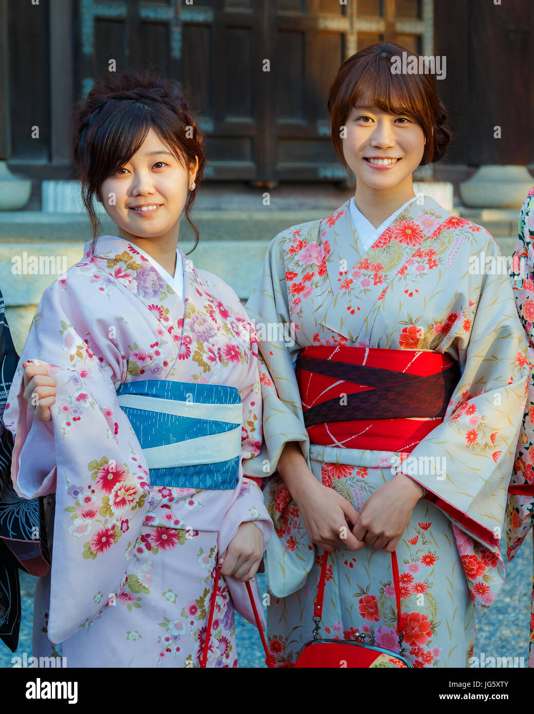 Unidentified Japanese ladies with Traditional Kimono dress Stock Photo