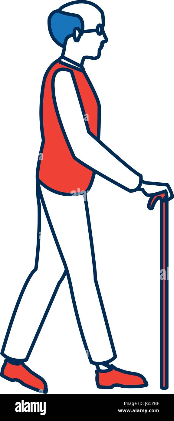 elderly man walking with cane cartoon Stock Vector Image & Art - Alamy