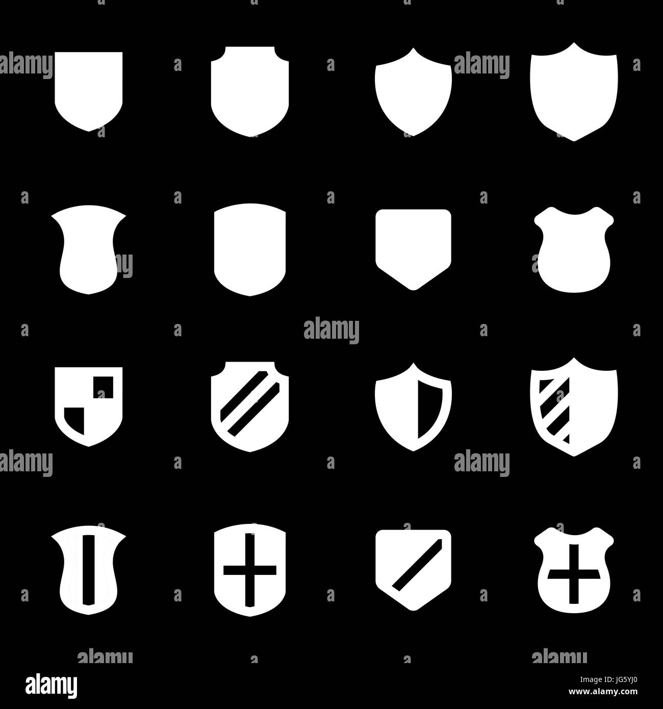Vector white shield icons set Stock Vector