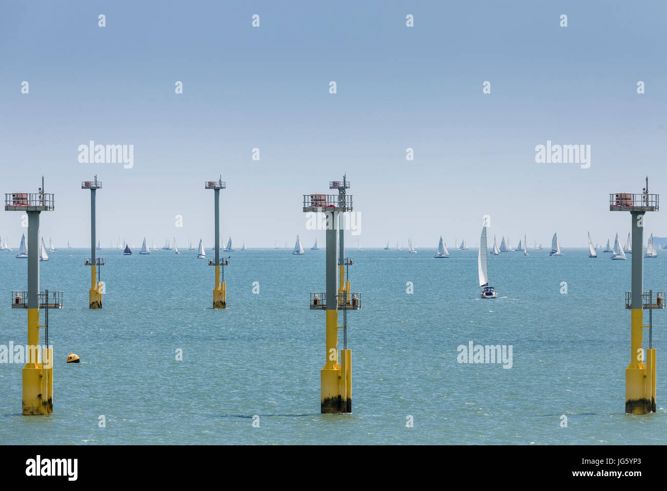 Navigational markers in the Solent off Portsmouth Harbour that have